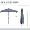 thumbnail image 4 of Outsunny Parasol Demi-Parasol de Patio 7,5 Pi Pare-Soleil, Manivelle, Gris, 4 of 10