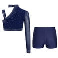 thumbnail image 3 of Manyakai Gymnastic Dance Outfits for Girls Latin Jazz Dance Performance Costumes Athletic Sports Workout Navy Blue 14, 3 of 7