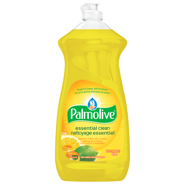 Palmolive Essential Clean Liquid Dish Soap, 4X Grease & Stain Fighting, Lemon Citrus Scent, 828 mL