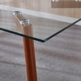 thumbnail image 4 of Heavenly Collection Modern Rectangular Tempered Glass Dining Table - Mid-Century Kitchen Table with Walnut-Finished Metal Legs - Ideal for Dining Rooms & Small Spaces, 4 of 9