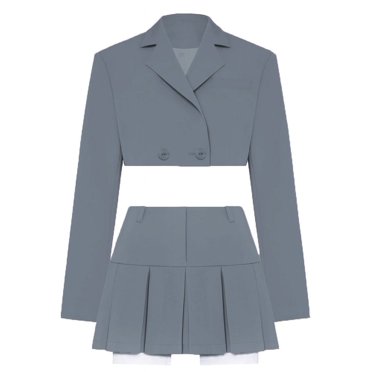 Ensembles Décontractés à Deux Pièces pour Femmes Ensembles Assortis avec Jupe et Blazer - Costume Gris / M