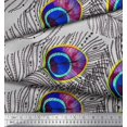 thumbnail image 2 of Soimoi polyester Crepe Fabric Peacock Feather Print Sewing Fabric Yard 42 Inch Wide, 2 of 3