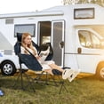 thumbnail image 2 of Gymax 2 Pcs Hamac Chaise de Camping avec Repose-Pieds Rétractable et Sac de Transport pour le Camping Bleu Marine, 2 of 10