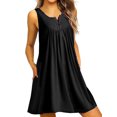 thumbnail image 1 of Innerwin Mini Robe Bouton Femmes Robe de Soleil Plage Solide Baggy Bohème Noir L, 1 of 4