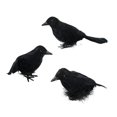 thumbnail image 2 of 3 Pcs Corbeaux d'Halloween Noirs Simulation Plume Corbeau Modèle Animal Corbeaux d'Halloween Style A, 2 of 9