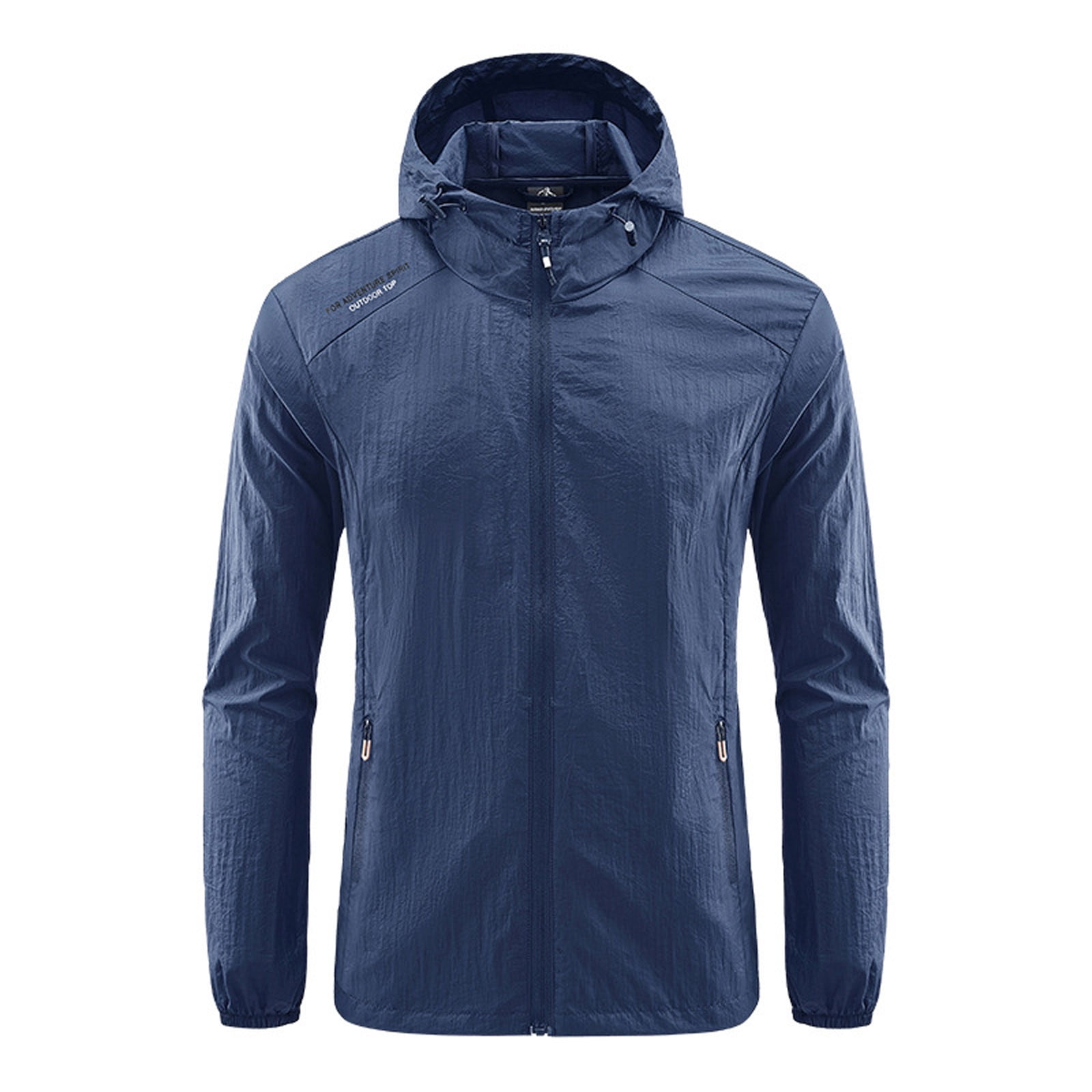 TIMIFIS Manteau pour Homme Imperméable avec Capuche Manteau de Randonnée Coupe-Vent Léger Veste Zippée Protection Solaire Manteau de Travail Coupe-Vent pour Randonnée Voyage-Bleu Foncé Automne