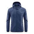 thumbnail image 1 of TIMIFIS Mens Jacket Waterproof with Hooded Hiking Coat Lightweight Windbreaker Zip Jacket Sun Protection Work Coat Windbreaker for Hiking Travel-Dark BlueFall, 1 of 1