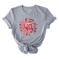 thumbnail image 4 of Meichang T-Shirts Joyeuse Saint-Valentin Femmes Mignon Imprimé Cœur T-Shirts Mignons Hauts Col Rond Manches Courtes T-Shirts de Vacances Saint-Valentin, 4 of 4