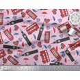 thumbnail image 3 of Soimoi Polyester Crepe Fabric Bus,Telephone Booth & London Clock Tower Architectural Print Fabric by The Yard 52 Inch Wide, 3 of 3