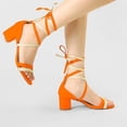 thumbnail image 2 of BLISSFUL STEP Women's Open Toe Color Block Lace Up Heel Sandals, 2 of 7