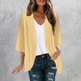 thumbnail image 2 of yoeyez Light Cardigans for Women Summer Womens Plus Size Solid Color Kimono Cardigan Puff Sleeve Tops Oversize Loose Cover Ups Cardigans Yellow,S, 2 of 7