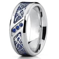 thumbnail image 2 of Men's Titanium Wedding Ring Band with Dragon Design Over Blue Carbon Fiber Inlay and Blue Cubic Zirconia, 2 of 6