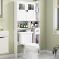 thumbnail image 1 of Vabches Over The Toilet Storage Cabinet,Freestanding Bathroom Toilet Rack with Glass Doors and Adjustable Shelves for Restroom, Bathroom, Laundry,White, 1 of 8