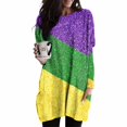 thumbnail image 4 of Timegard Womens Tops Crew Neck Long Sleeve Color Block Glitter Loose Long Tops with Pockets Club Wear, 4 of 6