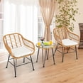 thumbnail image 3 of Costway 3PCS Patio Rattan Bistro Furniture Set Cushioned Chair Table White, 3 of 10