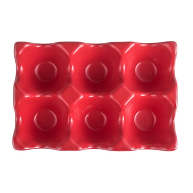 6 Grids Egg Holder Ceramic Anti-Slip Egg Box Refrigerator Shockproof Egg Storage Box (Red)