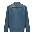 thumbnail image 3 of Besolor Mens Corduroy Sweatshirts Color Block Lapel Collar Button up Pullover Mock Neck Long Sleeve Sweaters Tops, 3 of 6