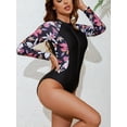 thumbnail image 4 of Women's One Piece Rashguard Swimsuit Zip Front Surfing Shirt Sun Protection, 4 of 6