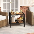 thumbnail image 4 of Gymax 2PCS Outdoor Side Table 2-Tier Coffee End Table w/ 1.57'' Umbrella Hole Storage Shelf, 4 of 10
