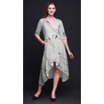 thumbnail image 3 of Bimba Coton Blanc Fleur & Oiseau Bulbe Femmes Poche Asymétrique Robe Droite Été Fête Mi-Longue-Grand, 3 of 4