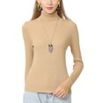 thumbnail image 1 of Innerwin Hauts Tricotés Manches Longues Femme Pull Haut Tunique Tricotée Blouse Camel Clair L, 1 of 3