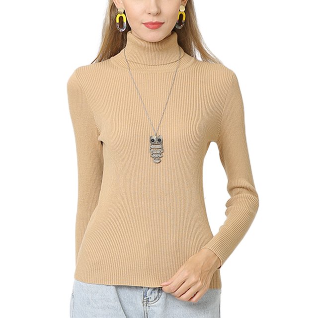 Innerwin Hauts Tricotés Manches Longues Femme Pull Haut Tunique Tricotée Blouse Camel Clair L
