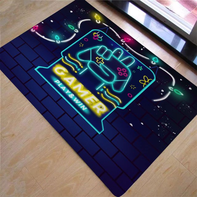 3D Printed Gaming Rug for Kids Bedroom Rug Controller Area Carpet Living Home Decor Non-Slip Comfy Floor Mat