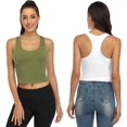 thumbnail image 4 of Charmo Crop Tank Tops for Women Built-in Shelf Bra Racerback Cotton Sports Crop Top 2 Pack, 4 of 6