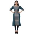 thumbnail image 2 of Moomaya Kurtis Droits Imprimés pour Femmes, Col en V, Manches Retroussables, Kurta Tunique, 2 of 6