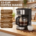 thumbnail image 3 of Kuhitley 12 Cup Drip Coffee Maker, 950W Automatic Coffee Machine with Programmable Timer, Strong Brew, 2-Hour Keep Warm & Auto Shut Off, 1.8L for Home Kitchen Daily Use,Black, 3 of 11