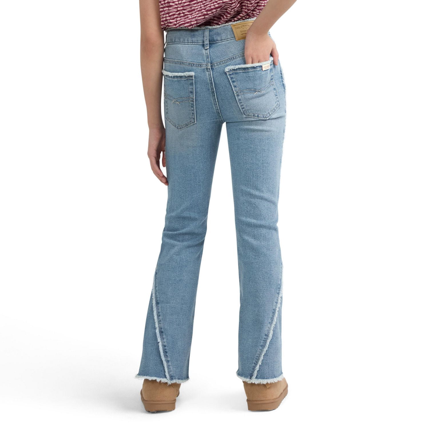 Levi Strauss Signature Jean Évasé à Bords Effilochés pour Fille, tailles 5 18