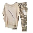 thumbnail image 1 of Ensembles 2 Pcs pour Femmes Été T-Shirt à Col Rond Imprimé à Manches Mi-Longues à Enfiler Hauts + Pantalon Ensemble de Pantalons Ensembles Assortis pour Femmes Été en Liquidation, 1 of 6