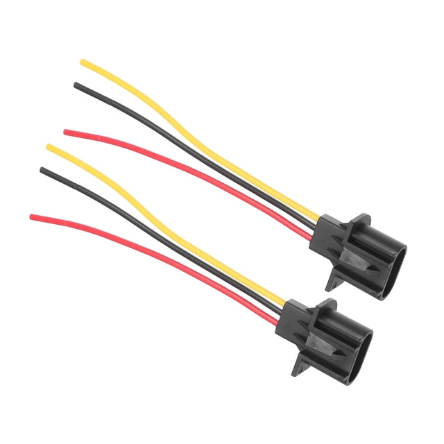 Unique Bargains 2 Pcs Universal H13 Car Bulb Socket - Auto LED Male Wiring Harness Connector Pigtail Plug - Metal Plastic Black