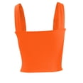thumbnail image 4 of AherBiu Hauts Courts pour Femmes Col Carré Sans Manches Couleur Unie Extensible Coupe Ajustée Confortables Débardeurs de Sortie, 4 of 6