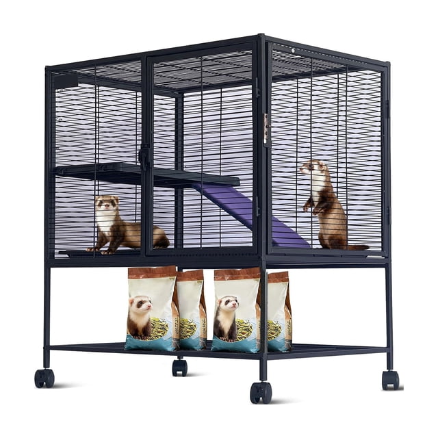 36" Deluxe Ferret Cage, 4-Tier, with Hammock, Removable Tray for Small Pets