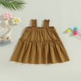 thumbnail image 2 of Toddler Baby Girl Summer Linen Dress Sleeveless Ruffle Infant Cute Princess Dresses Sun Dress, 2 of 6