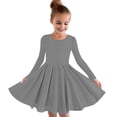 thumbnail image 1 of MeetoTime Robe de Performance pour Filles à Manches Longues, Couleur Unie, Col Rond, Extensible, Robe de Récital Scolaire, 4-14 Ans, Vêtements pour Enfants, 1 of 5