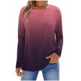 thumbnail image 1 of SROBPTY Longues Chandails à Manches pour Femmes, T-Shirt à Manches Longues à Col Rond avec Imprimé Automnal pour Femmes Gris, TG, 1 of 5