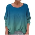 thumbnail image 3 of WRKEKC T-Shirts à Manches Longues pour Femmes, Chemises à Manches Longues pour Femmes, T-shirt Tendance Confortable à Manches Longues à Col Rond Dégradé Imprimé pour Femmes Grande Taille, 3 of 6