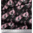 thumbnail image 2 of Soimoi Black polyester Crepe Fabric Cage & Roses Floral Decor Fabric Printed Yard 52 Inch Wide, 2 of 6
