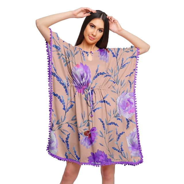 Moomaya Robe Caftan Imprimée de Couverture de Bikini Robes Caftan pour Femmes Grande Taille