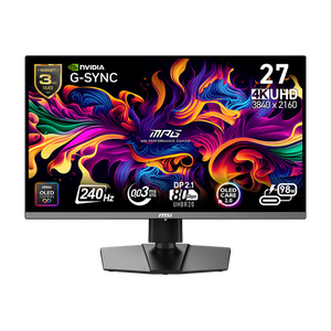 MSI 27" 3840 x 2160 (UHD) 240Hz 0.03ms (GTG) QD-OLED Gaming Monitor DP 2.1, Tilt Swivel Height Pivot adjustable (MPG 272URX QD-OLED)