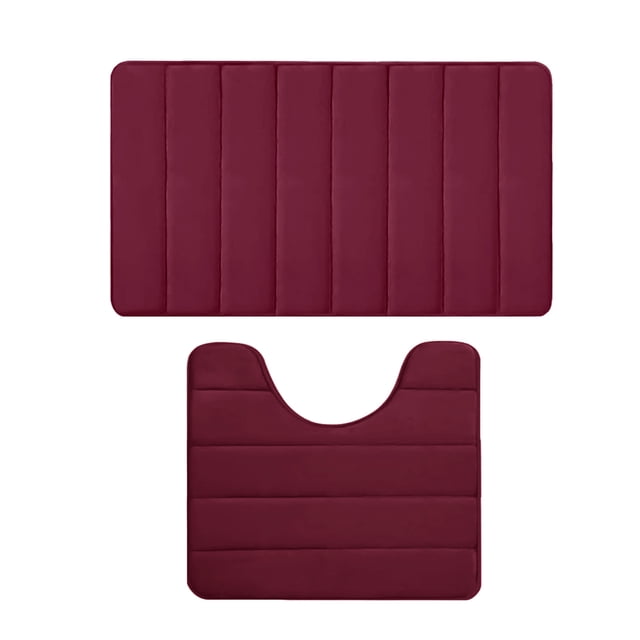 zanvin Bathroom Accessories Memory Foam Bath Mat Set Bathroom Rugs Practical for 2 Pcs Toilet Mats Soft Comfortable Water Absorption Non slip Thick Machine Washable Easier to Dry DarK