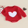 thumbnail image 3 of Valentine’s Day Romper with Heart Embroidery for Baby Girls - Long Sleeve, 3 of 9