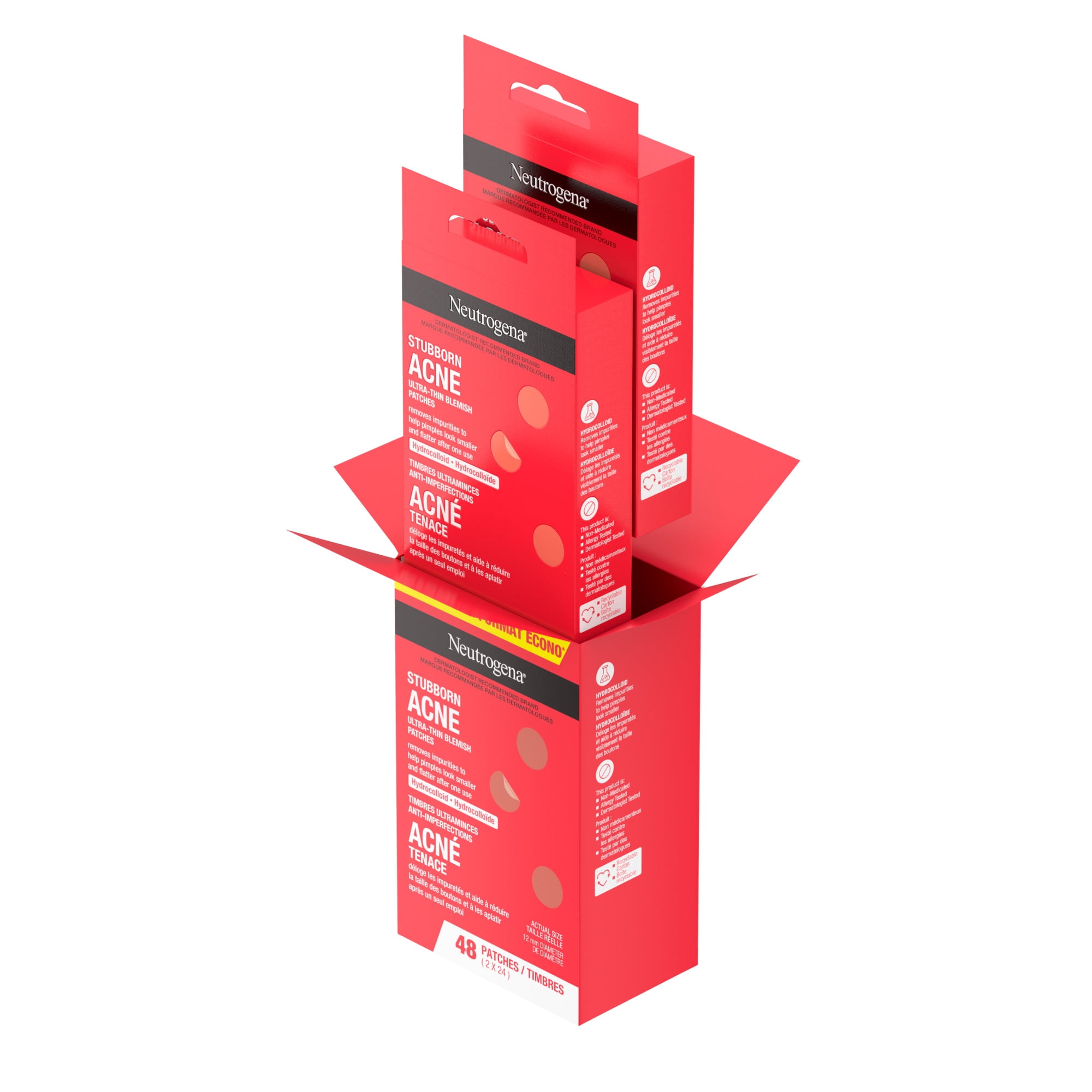 Neutrogena Stubborn Acne Blemish Patches, Hydrocolloid Spot Treatment, Pimple Care Patch, Hypoallergenic, Duo Pack