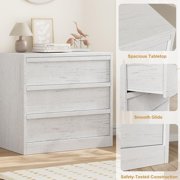 BeesClover White 3 Drawers Nightstand, Modern End Table with Large Storage Drawers & Anti-Tip Device, Wooden Small Night Stand Sofa Table for Bedroom Living Room