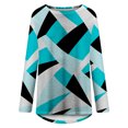 thumbnail image 4 of IROINID Savings Womens Long Sleeve Tops Lounge Socket Geometry Printed Round-Neck Tops,Sky Blue, 4 of 5