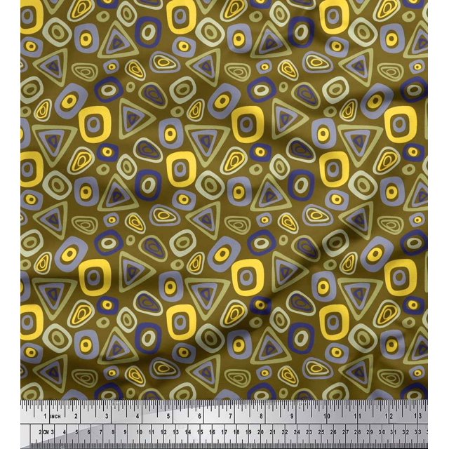 Soimoi Viscose Chiffon Fabric Geometric Small Fabric Prints by Yard 42 Inch Wide