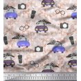 thumbnail image 2 of Soimoi Modal Satin Fabric Specs,Camera & Car Transport Print Fabric by the Yard 42 Inch Wide, 2 of 3
