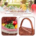 thumbnail image 4 of Handheld Basket Picnic Basket Wicker Basket Storage Basket with Double Lids, 4 of 8